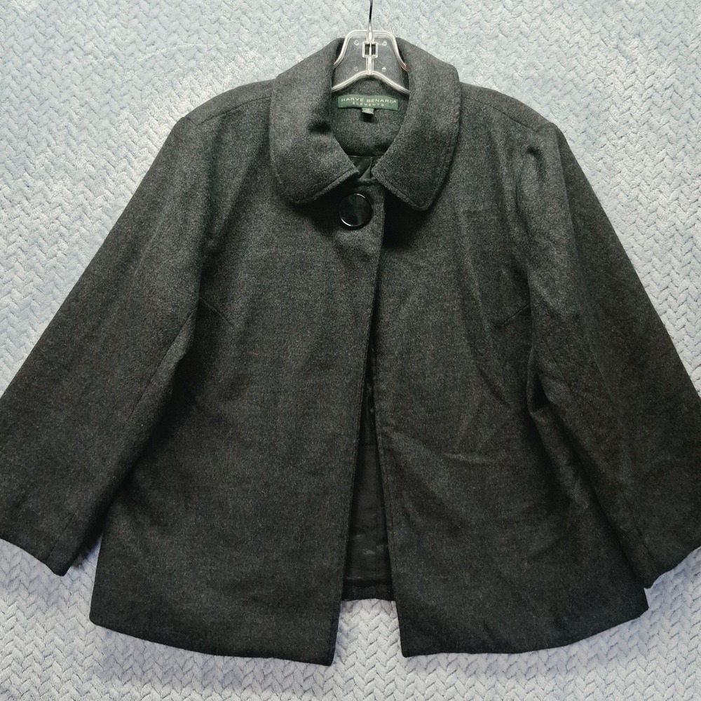 Harve Benard Elements Charcoal Gray Swing Coat Peter Pan Collar Size 12 6EM3298